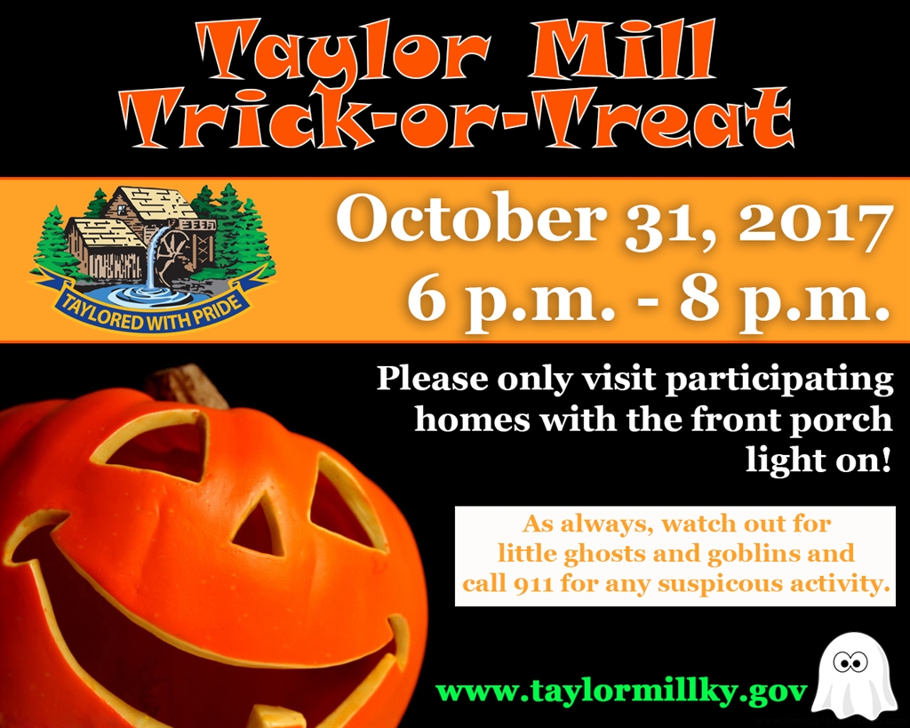 Halloween Trick or Treat is 6pm to 8pm - City of Taylor Mill