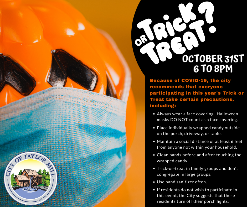 Halloween Trick or Treat is 6pm to 8pm - City of Taylor Mill