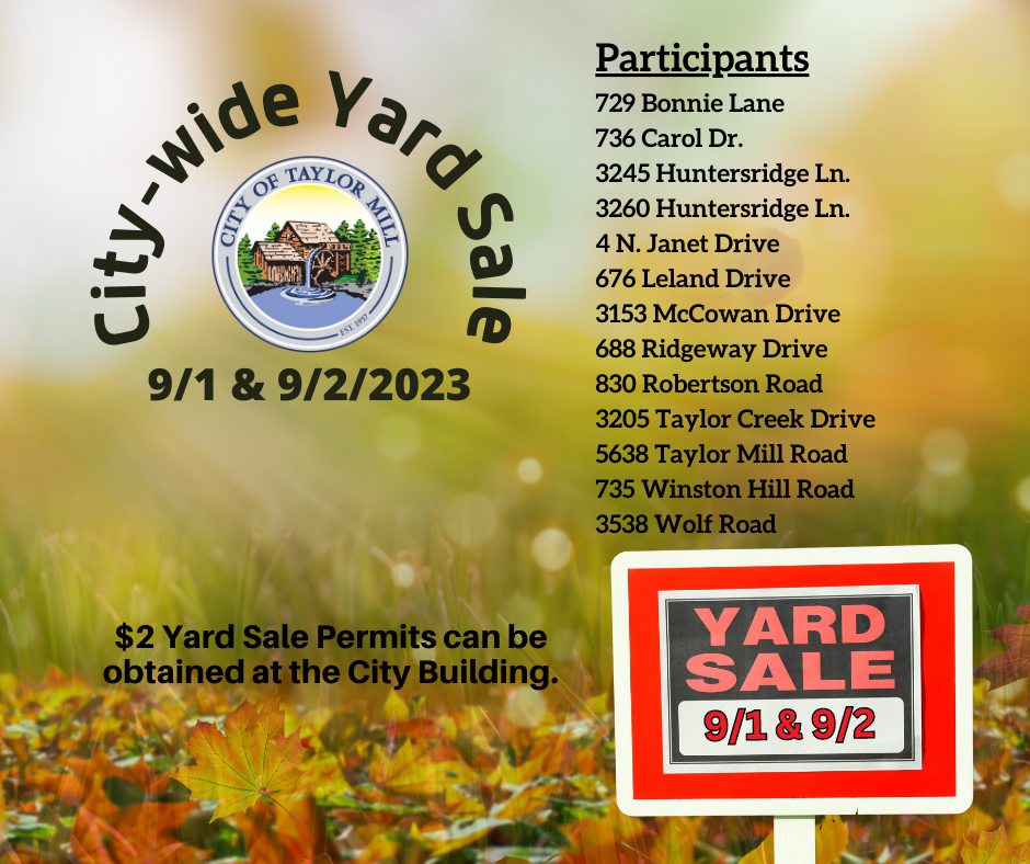 Taylor Mill Citywide Yard Sale City of Taylor Mill